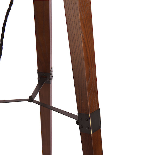 Laura Ashley Burdale Tripod Dark Wood & Industrial Brass Floor Lamp (Base Only)