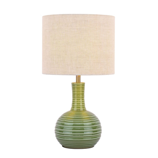 Laura Ashley Padley Green Ceramic & Antique Brass Table Lamp With Shade