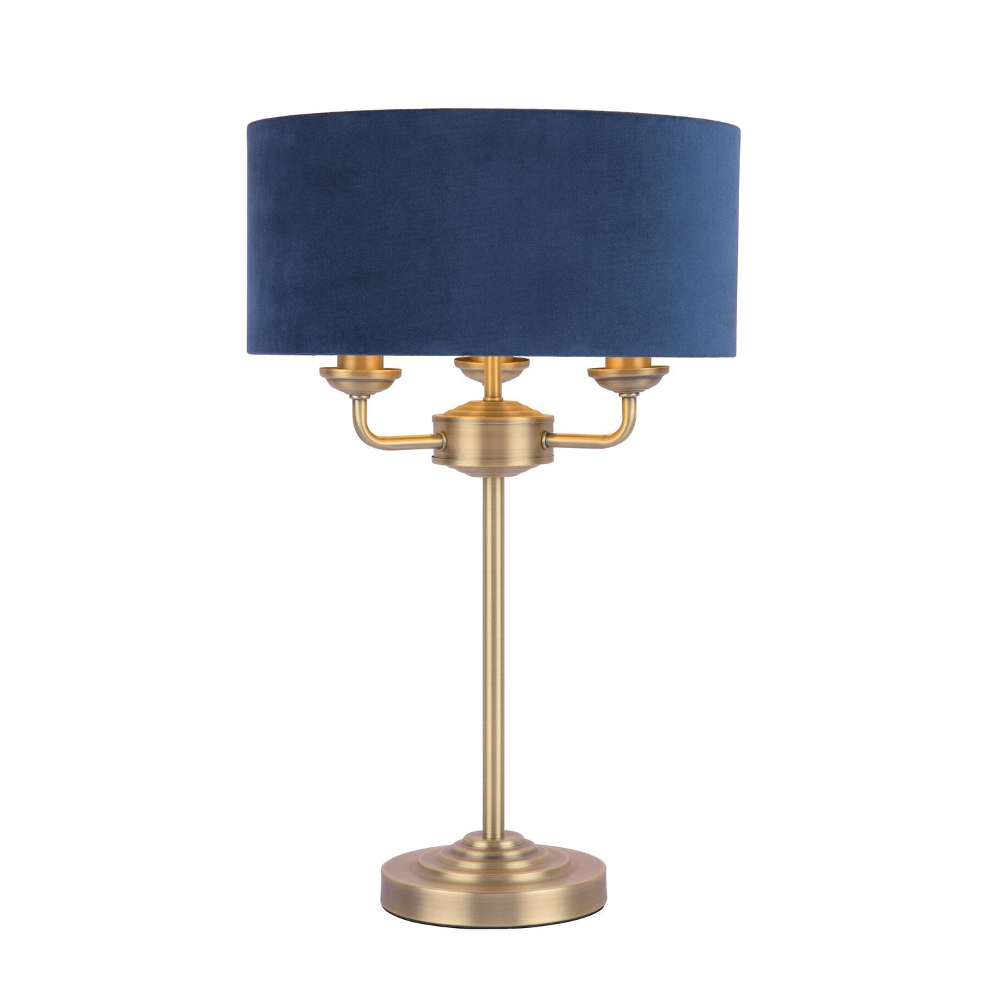 Laura Ashley Sorrento 3 Light Antique Brass Table Lamp with Blue Shade