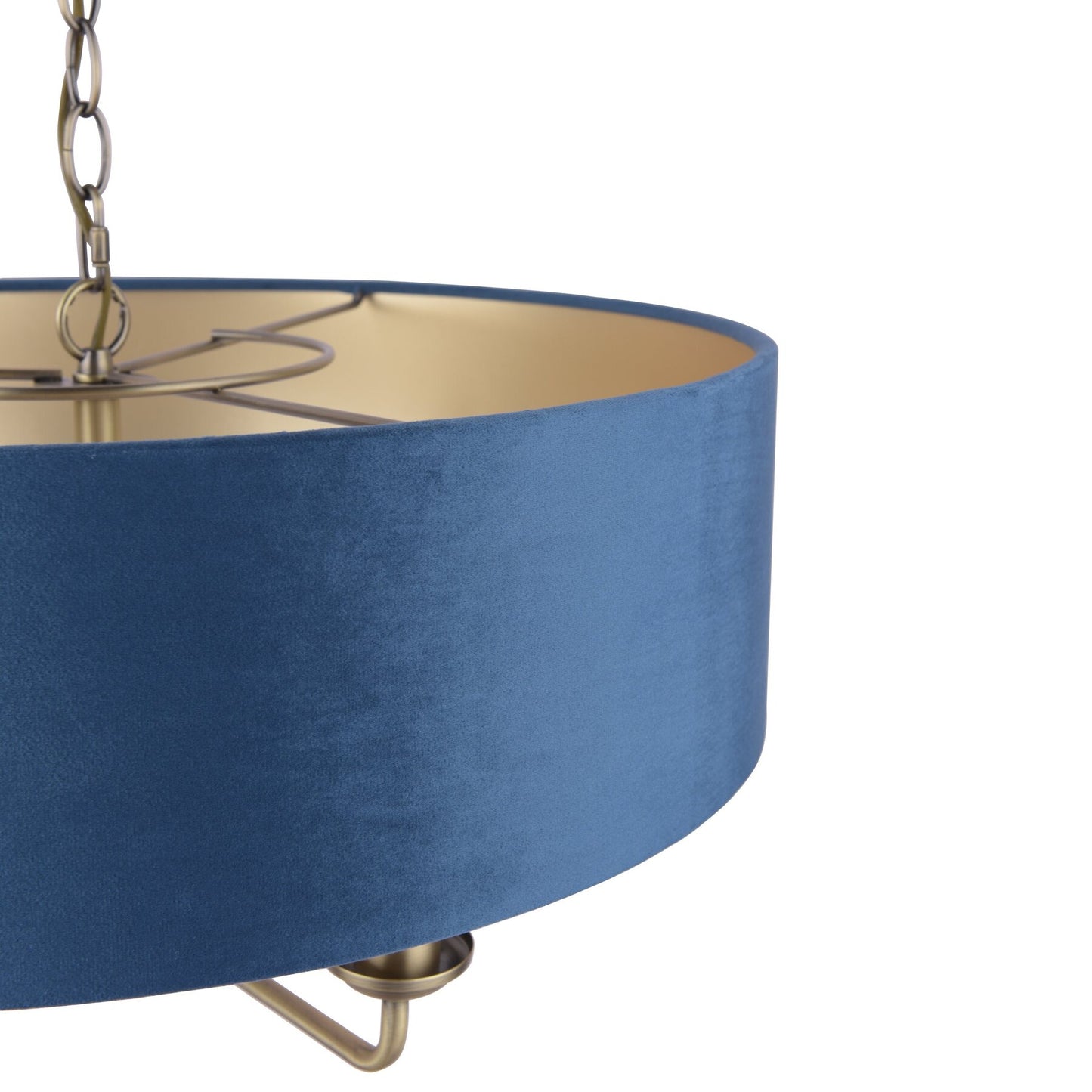Laura Ashley Sorrento 6 Light Matt Antique Brass Pendant with Blue Shade