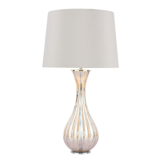 Laura Ashley Nevern Champagne Glass & Polished Chrome Table Lamp With Shade
