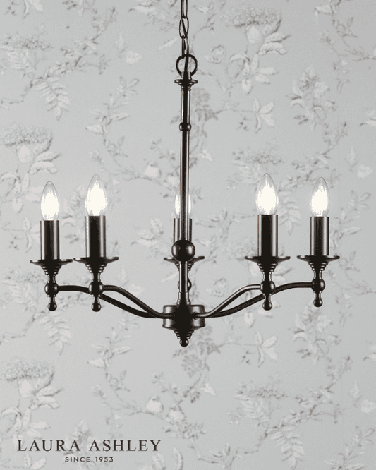 Laura Ashley Ludchurch 5 Light Industrial Black Chandelier Fitting Only