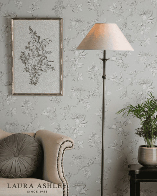Laura Ashley Ludchurch Industrial Black Floor Lamp With Shade