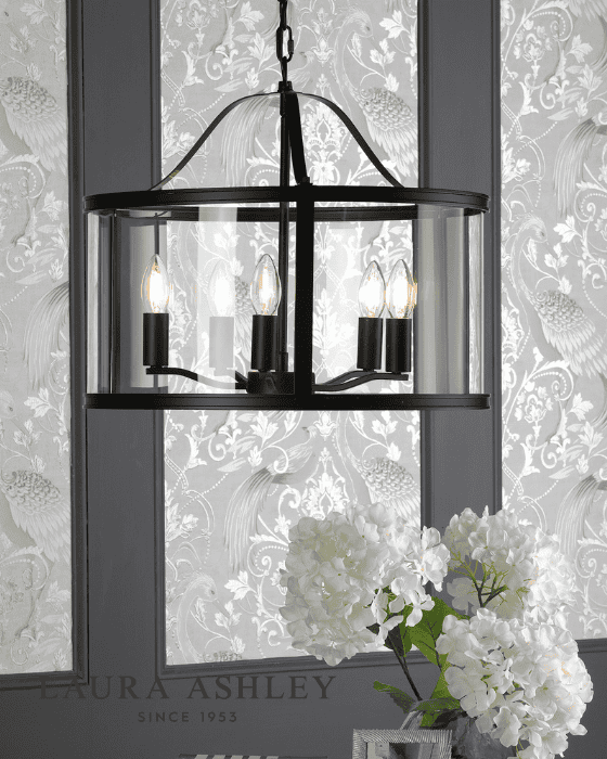 Laura Ashley Harrington 5 Light Matt Black & Glass Pendant