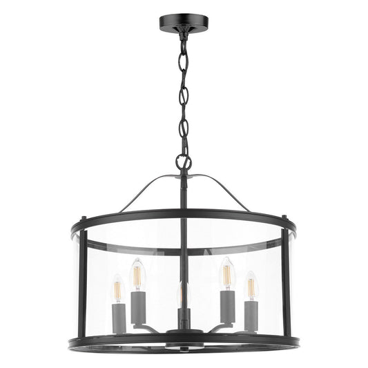 Laura Ashley Harrington 5 Light Matt Black & Glass Pendant