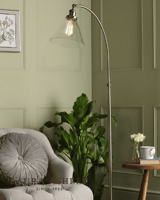 Laura Ashley Isaac Antique Brass & Glass Floor Lamp