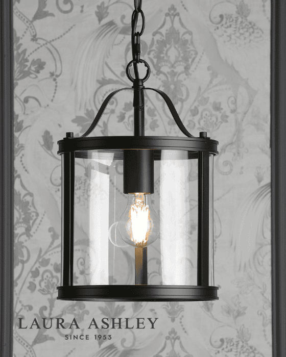 Laura Ashley Harrington Matt Black & Glass Pendant