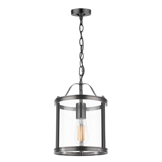 Laura Ashley Harrington Matt Black & Glass Pendant
