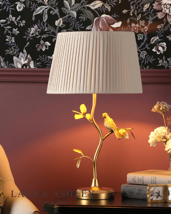 Laura Ashley Egelton Aged Brass & Taupe Table Lamp With Shade