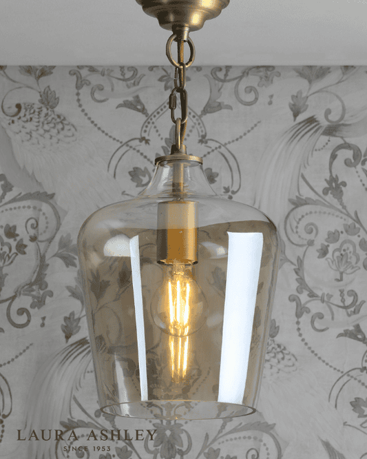 Laura Ashley Ockley Antique Brass & Champagne Glass Pendant
