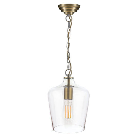 Laura Ashley Ockley Antique Brass & Champagne Glass Pendant