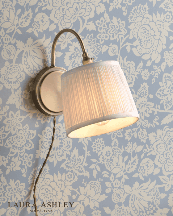 Laura Ashley Hemsley Antique Brass & Ivory Wall Light With Shade