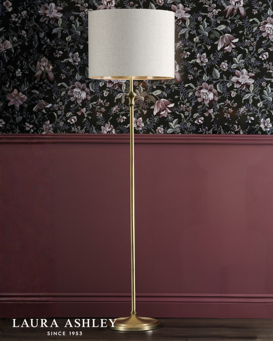 Laura Ashley Highgrove Matt Antique Brass Floor Lamp With Shade