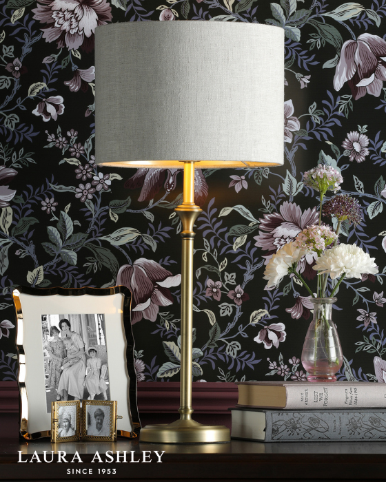 Laura Ashley Highgrove Matt Antique Brass Table Lamp With Shade