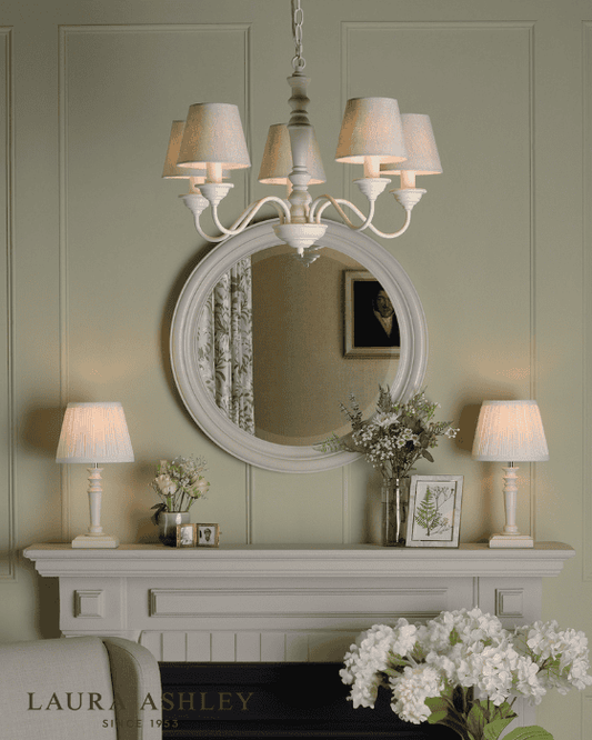 Laura Ashley Tate Wooden Distressed Table Lamp With Shade (Twin Pack)