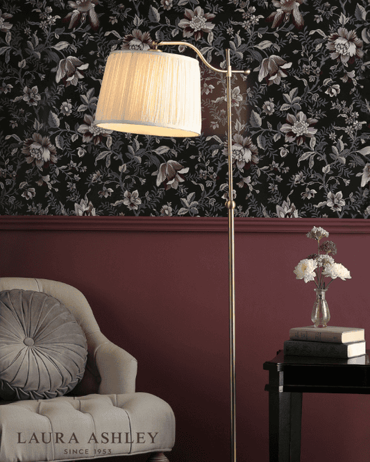 Laura Ashley Hemsley Antique Brass & Ivory Floor Lamp With Shade