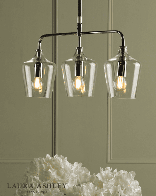 Laura Ashley Ockley 3 Light Polished Chrome & Glass Bar Pendant