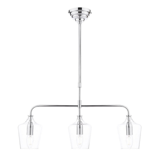 Laura Ashley Ockley 3 Light Polished Chrome & Glass Bar Pendant