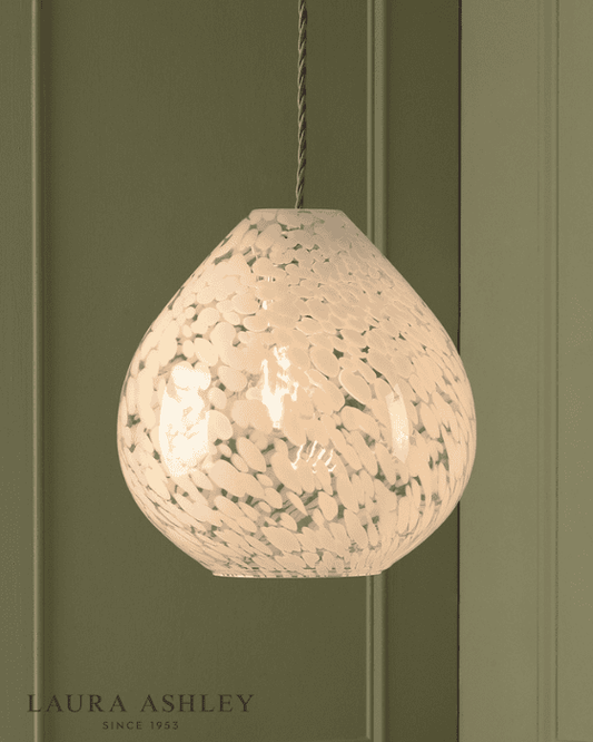 Laura Ashley Confetti Easy Fit White Art Glass & Polished Chrome Pendant