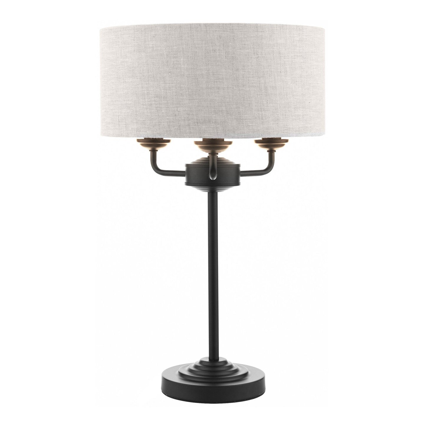 Laura Ashley Sorrento 3 Light Matt Black & Natural Table Lamp With Shade