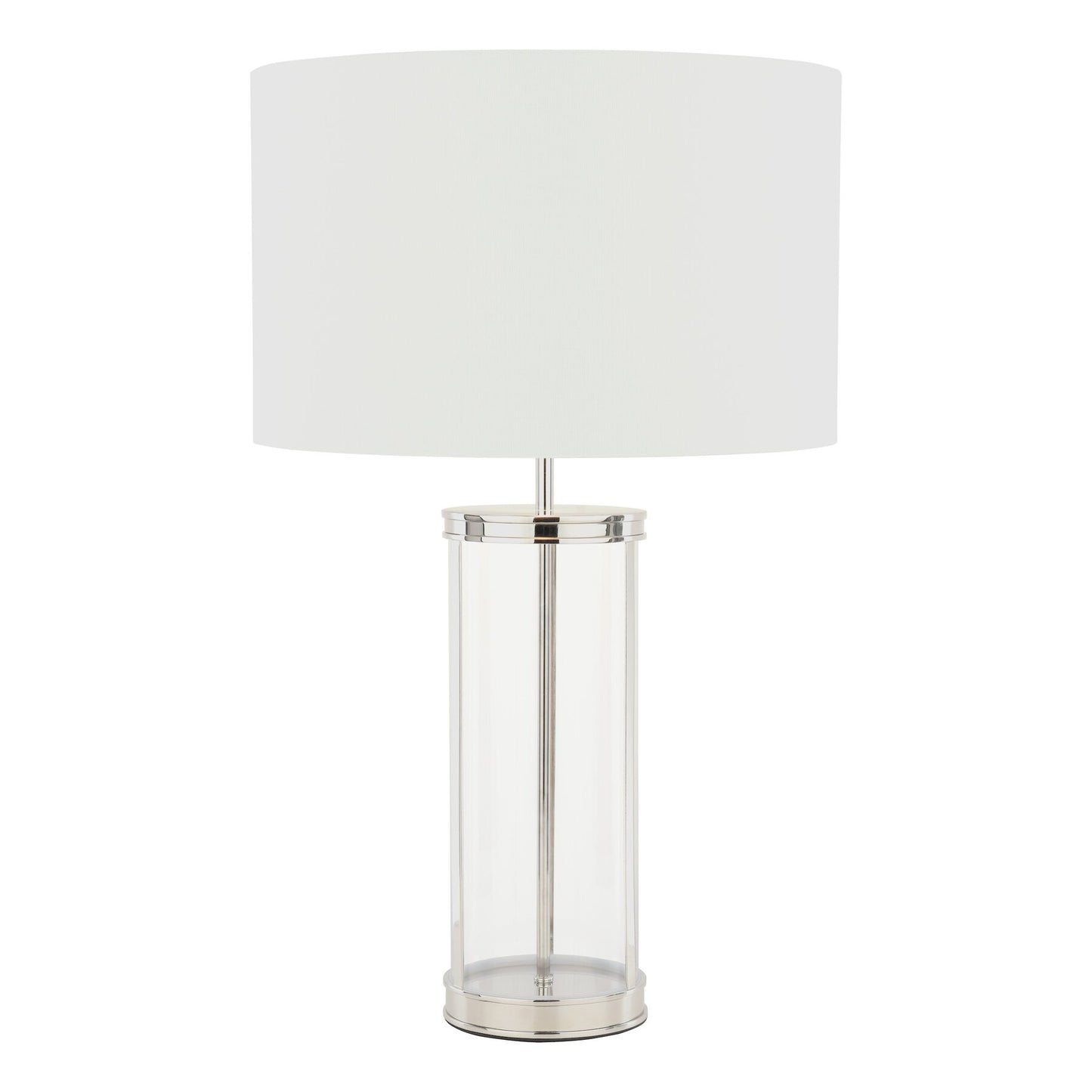 Laura Ashley Harrington Large Polished Nickel & Glass Table Lamp With Shade