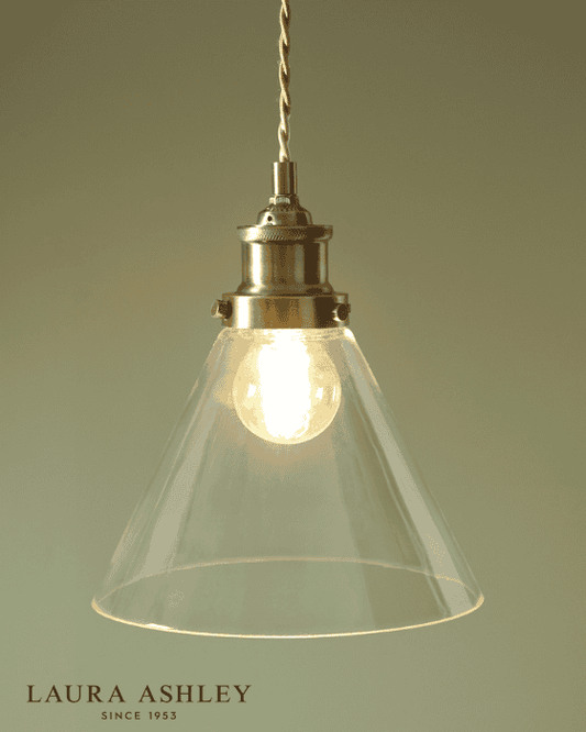 Laura Ashley Isaac Easy Fit Antique Brass & Glass Pendant