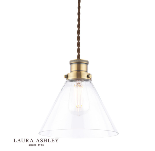 Laura Ashley Isaac Easy Fit Antique Brass & Glass Pendant