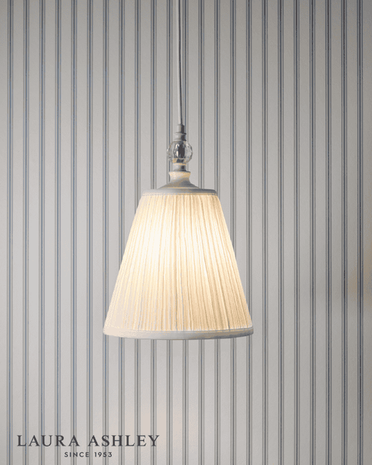 Laura Ashley Ellis Satin Cream & Crystal Pendant With Shade