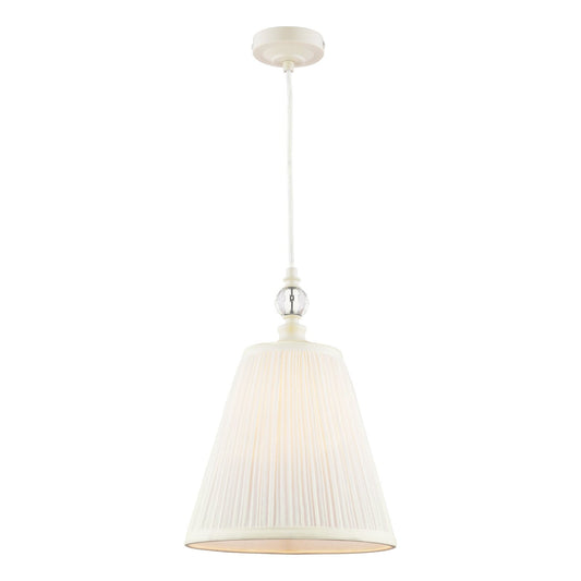 Laura Ashley Ellis Satin Cream & Crystal Pendant With Shade