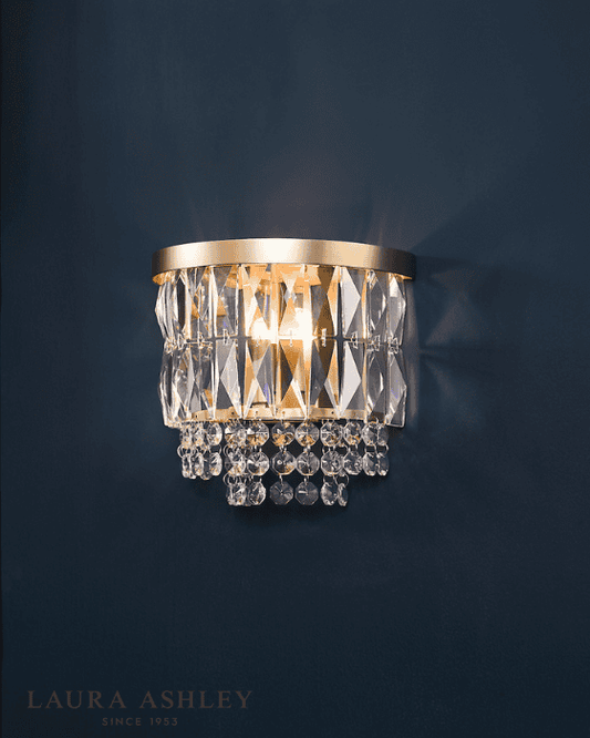 Laura Ashley Rhosill Crystal & Matt Antique Brass Wall Light
