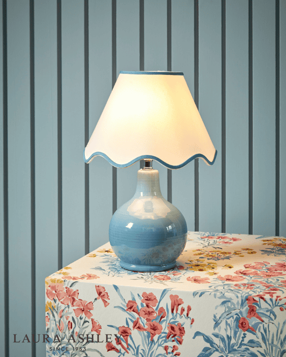 Laura Ashley Bramhope Table Lamp Blue Ceramic With Shade