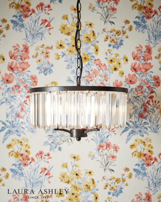 Laura Ashley Elkwood 3 Light Crystal & Black Pendant