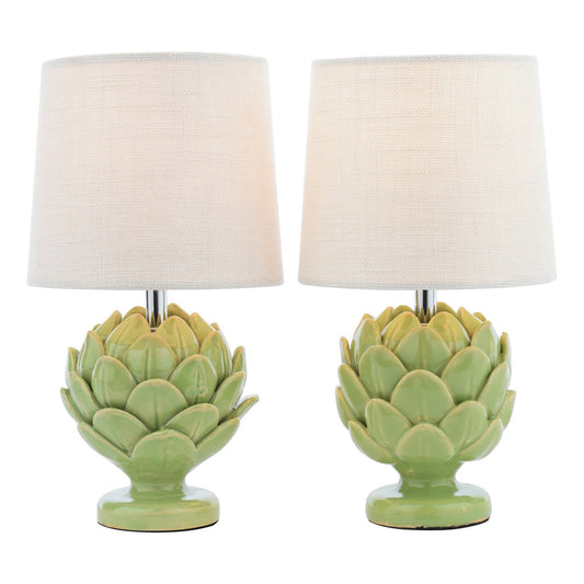 Laura Ashley Artichoke Table Lamp Green With Shade (Twin Pack)