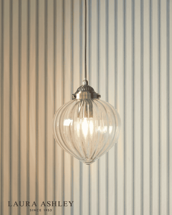 Laura Ashley Whitham Antique Brass & Glass Pendant