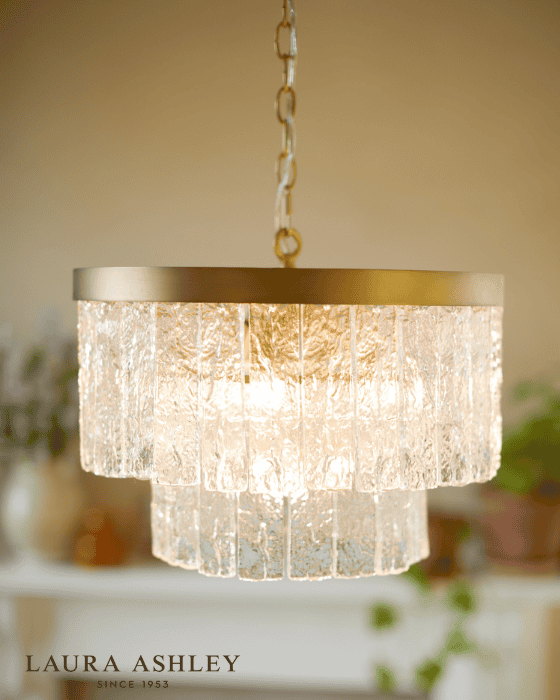 Laura Ashley Durnsford 4 Light Matt Antique Brass & Glass Pendant