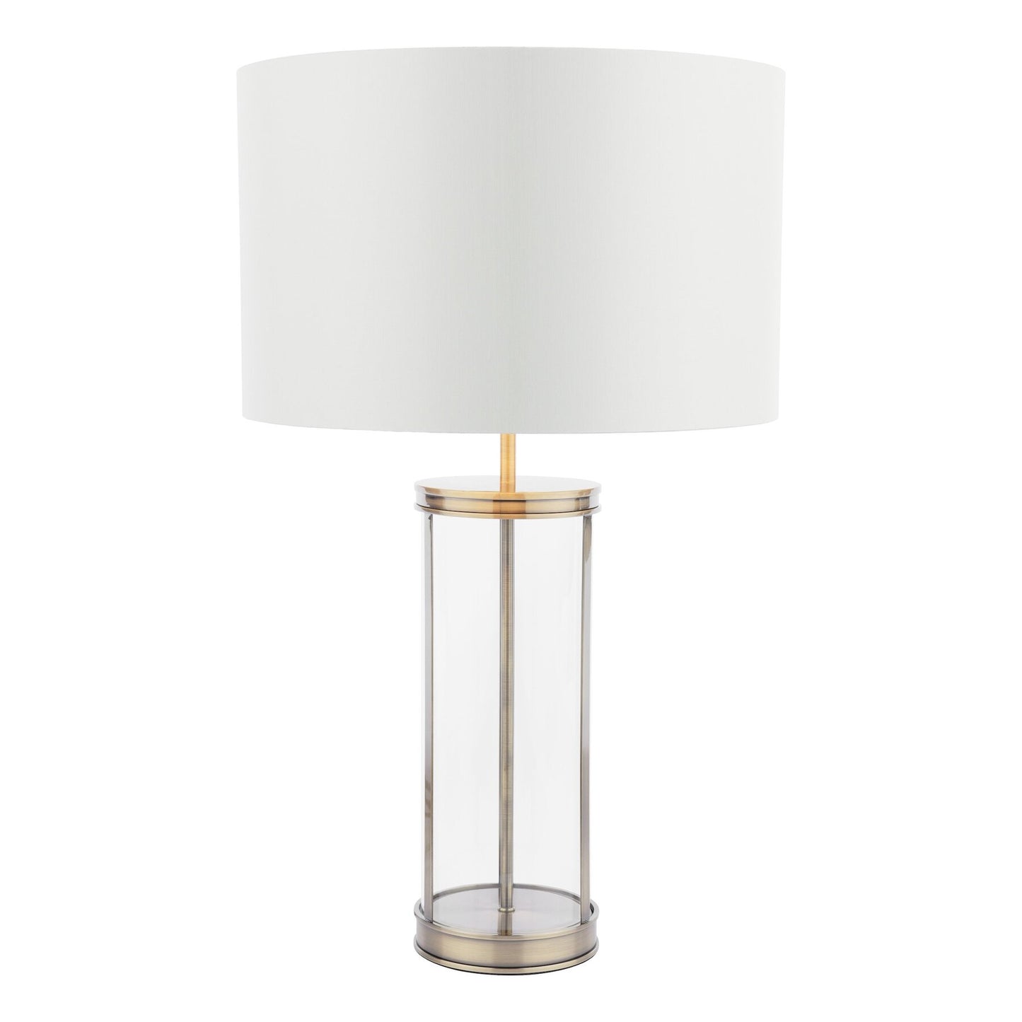 Laura Ashley Harrington Large Antique Brass & Glass Table Lamp With Shade