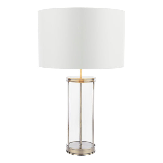 Laura Ashley Harrington Large Antique Brass & Glass Table Lamp With Shade