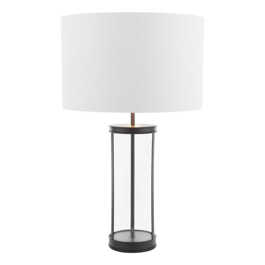 Laura Ashley Harrington Large Matt Black & Glass Table Lamp With Shade