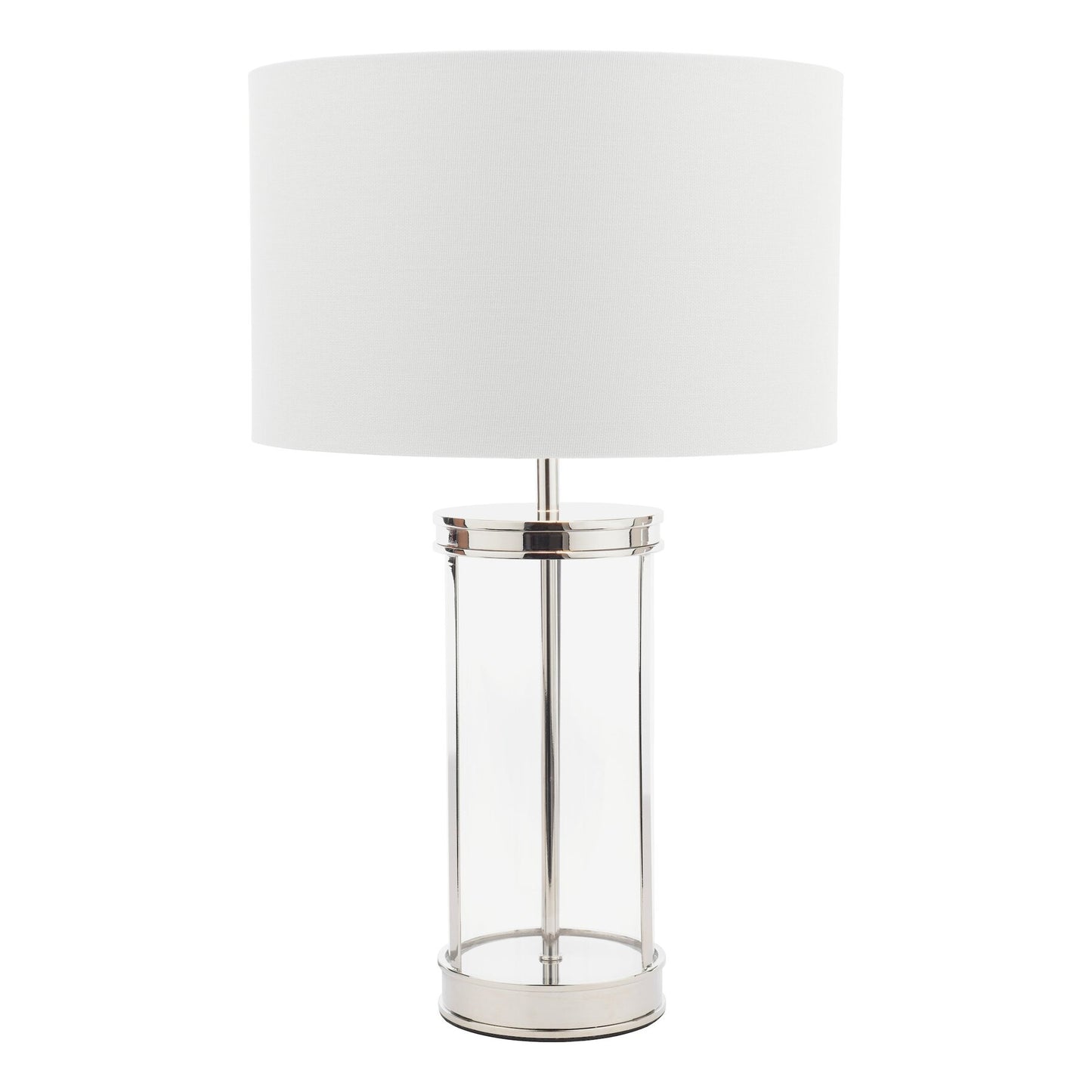 Laura Ashley Harrington Small Polished Nickel & Glass Table Lamp With Shade