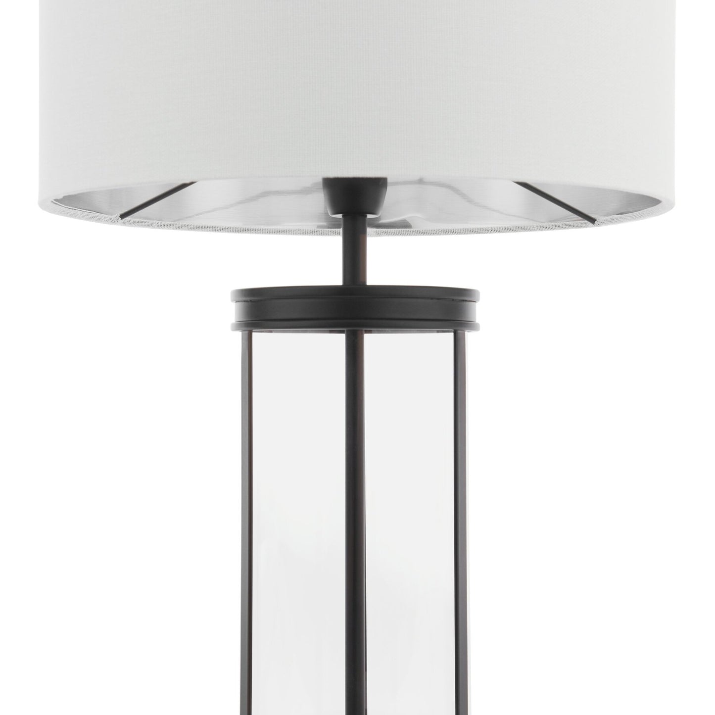 Laura Ashley Harrington Small Matt Black & Glass Table Lamp With Shade