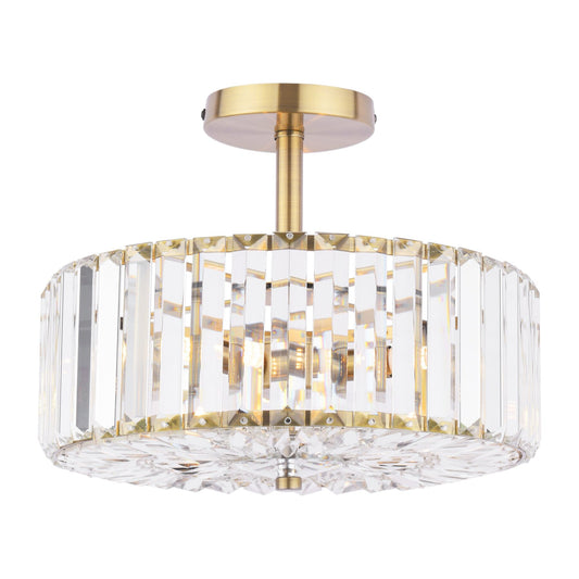Laura Ashley Fernhurst 3 Light Crystal & Antique Brass Semi Flush