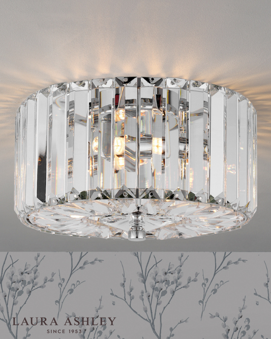 Laura Ashley Fernhurst 3 Light Crystal & Polished Chrome Flush