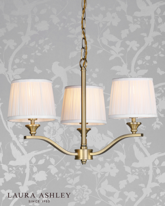 Laura Ashley Hemsley 3 Light Matt Antique Brass Armed Chandelier With Shade