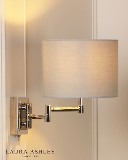 Laura Ashley Marlowe Polished Nickel Wall Light With Shade