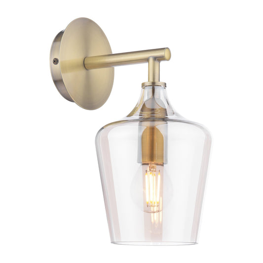 Laura Ashley Ockley Antique Brass & Champagne Glass Wall Light