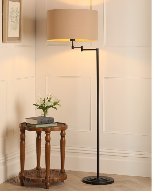 Laura Ashley Marlowe Matt Black Floor Lamp With Shade