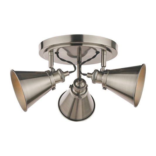 Laura Ashley Rufus 3 Light Industrial Nickel Plate Spotlight