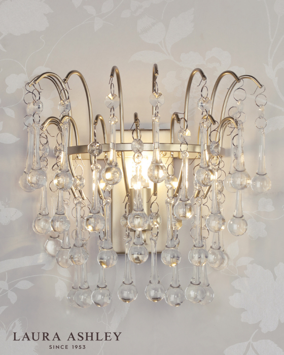 Laura Ashley Willow Satin Champagne & Crystal Wall Light