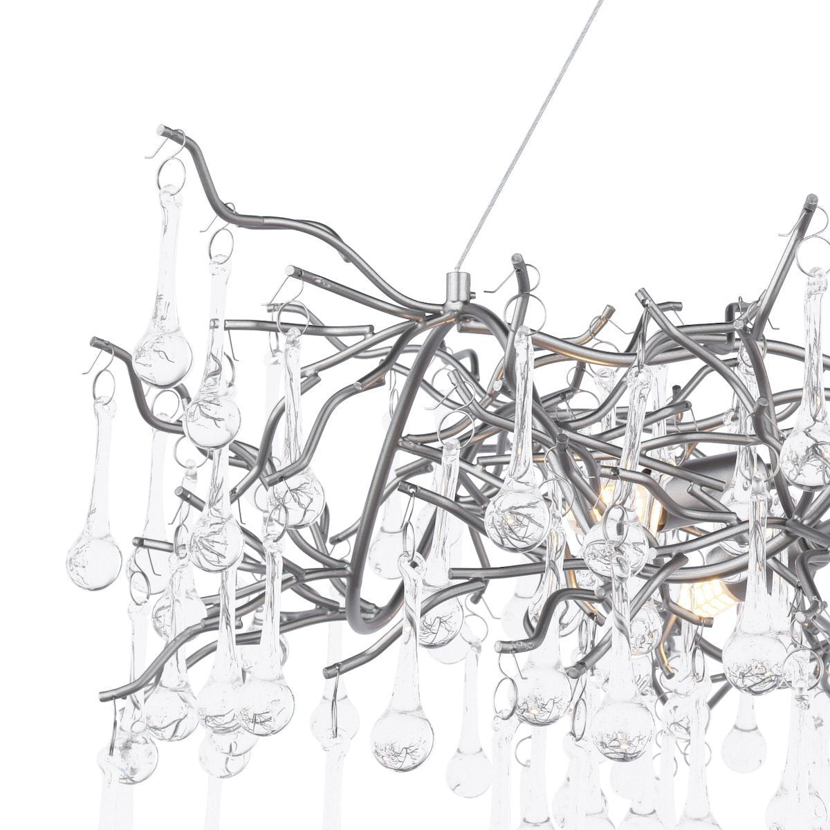 Laura Ashley Willow 5 Light Satin Pewter & Crystal Pendant