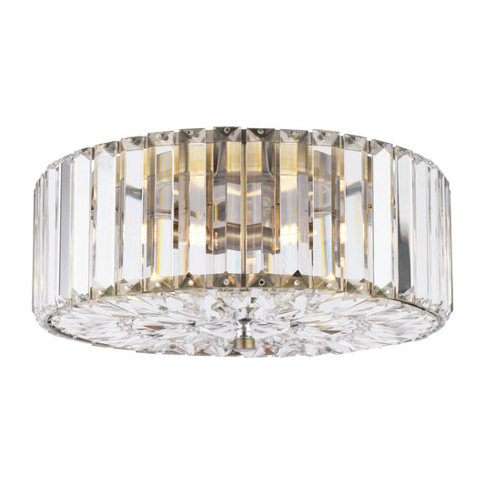 Laura Ashley Fernhurst 3 Light Crystal & Antique Brass Flush